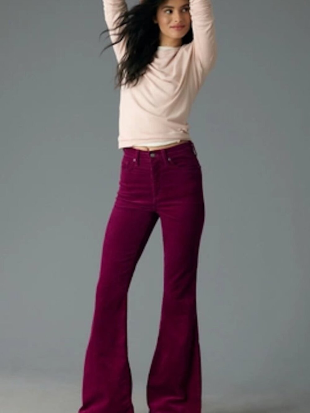 Lee Corduroy High-Rise Flare Jeans - 30 - Pink Purple